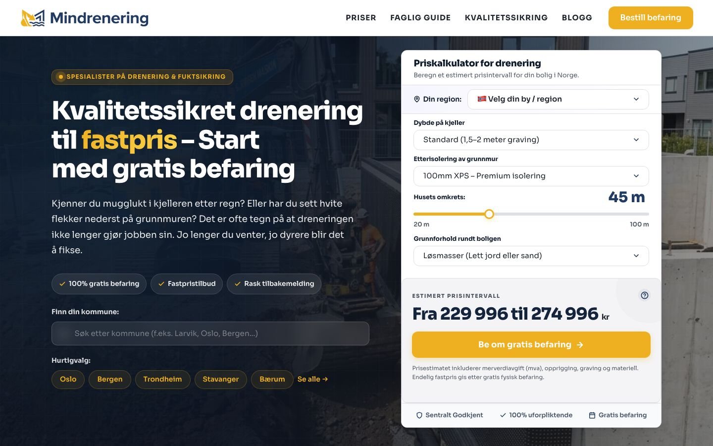 MinDrenering.no nettside og digital løsning