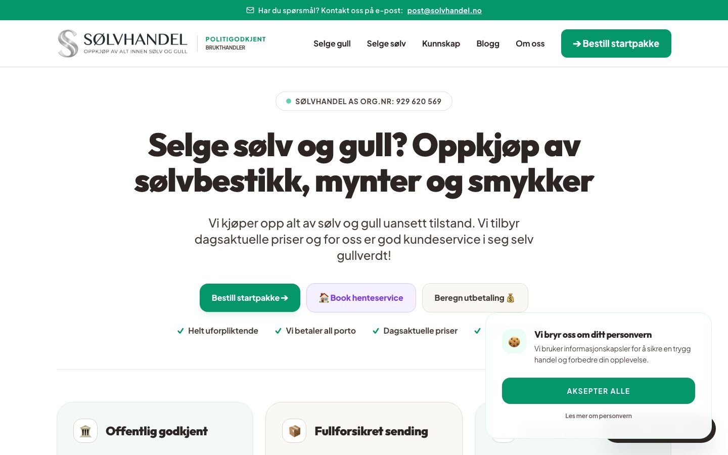 Sølvhandel AS nettbutikk