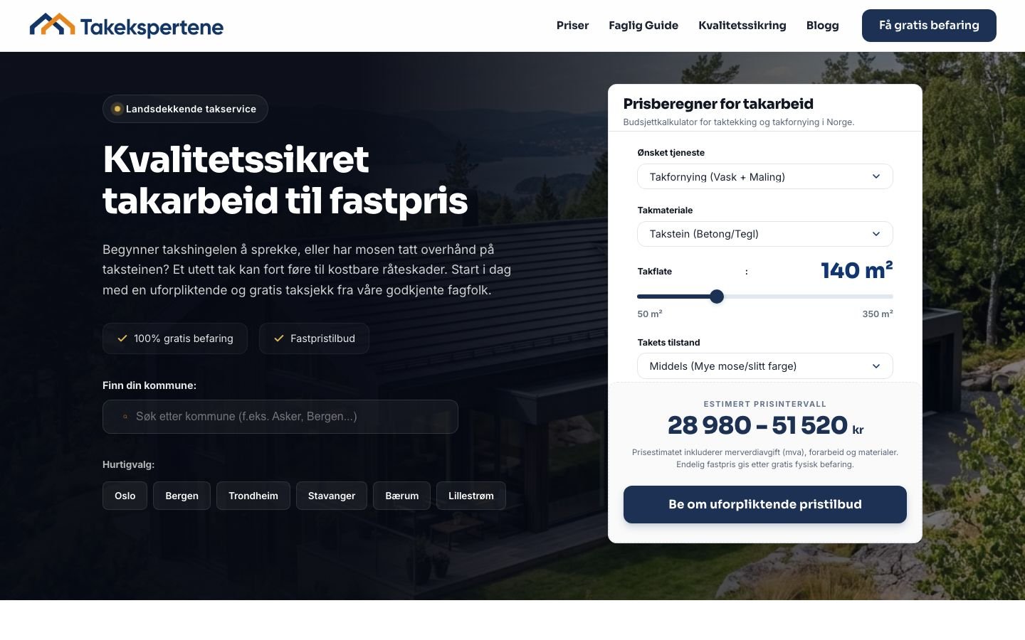 Takekspertene.no nettside og digital løsning